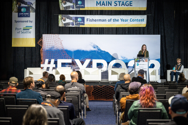 Alaska Fisheries Development Foundation presents Alaska Symphony of Seafood on the Main Stage at the Pacific Marine Expo 2023. Photo Courtesy of Britton Sparks @couchchronicles