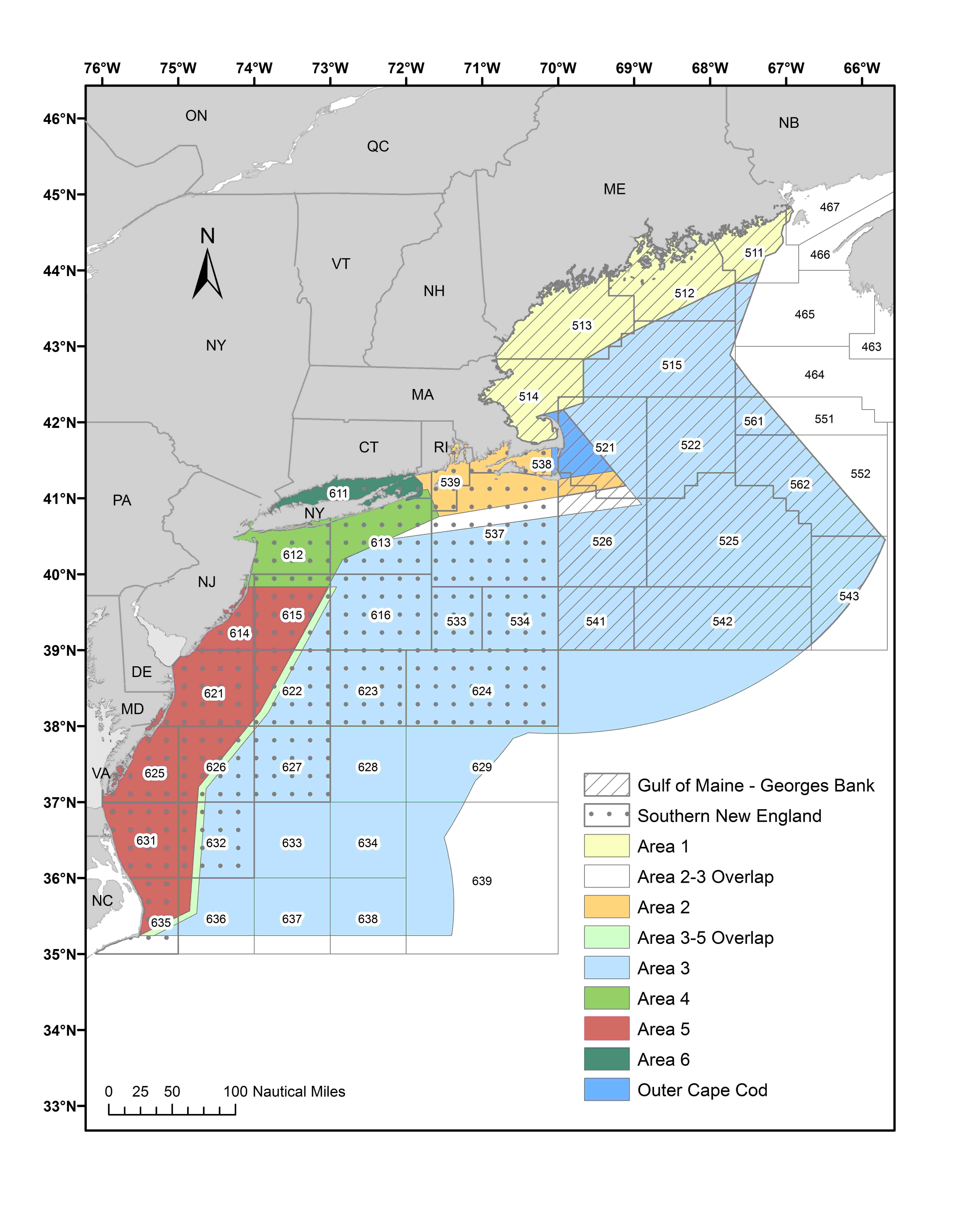 Lobster management areas marked in the Gulf of Maine