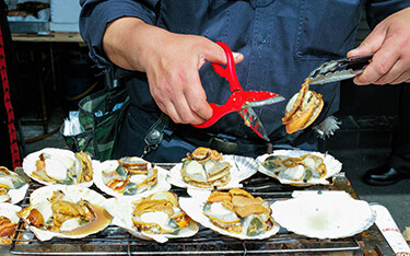 Scallops in a Japanese market.