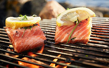 Salmon on a grill