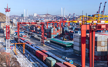 The cargo port in Vladivostok, Russia.