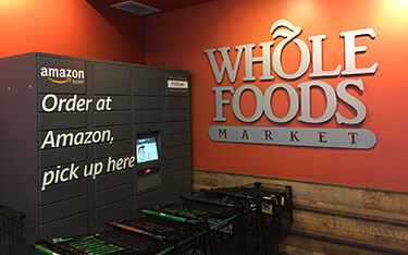 A Whole Foods Market with an Amazon pickup station.