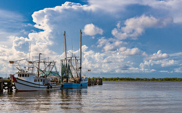 A photo of shrimping vessels in Mississippi.