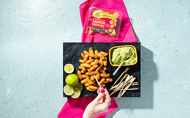 The new Blue Circle Foods salmon sausages.