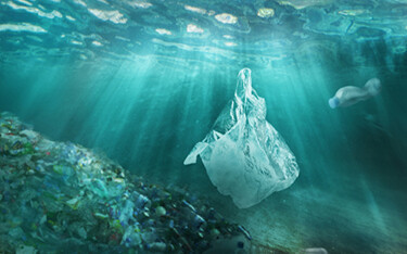 An image of plastic in the ocean.