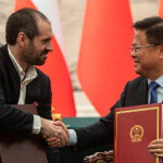 A signing ceremony between Chile and China for its latest trade deal.