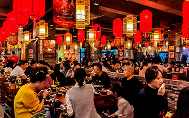 A hotpot restaurant in Chengdu, China.