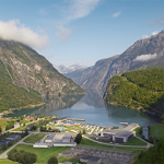 Hofseth BioCare's facility located in a Norwegian Fjord.