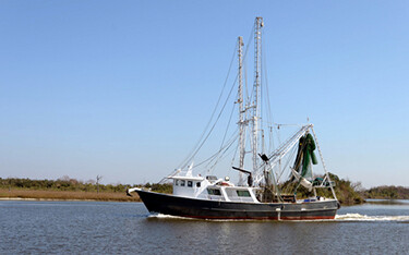 A photo of a shrimping vessel.