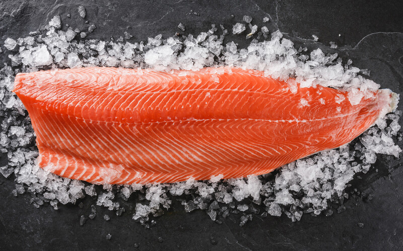 Salmon on ice.