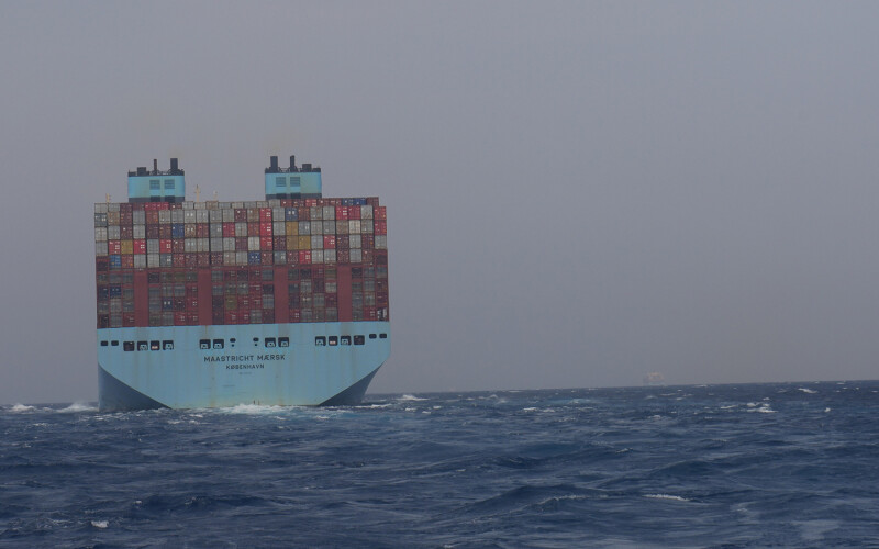 Red Sea shipping container ship