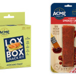 Acme's new Lox in a Box snack kit and one of its new smoked salmon fillet products.