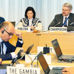 A WTO meeting in session.