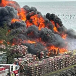 The Ilwaco facility on fire.