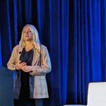 Native AI Co-Founder and COO Sarah Sanders on stage at the Global Seafood Market Conference in 2024.