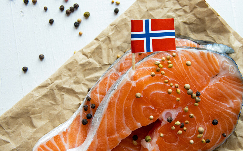 Norwegian salmon with flag