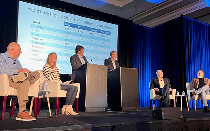 The shrimp panel at the Global Seafood Market Conference in 2024.