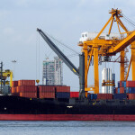 A photo of a cargo ship.