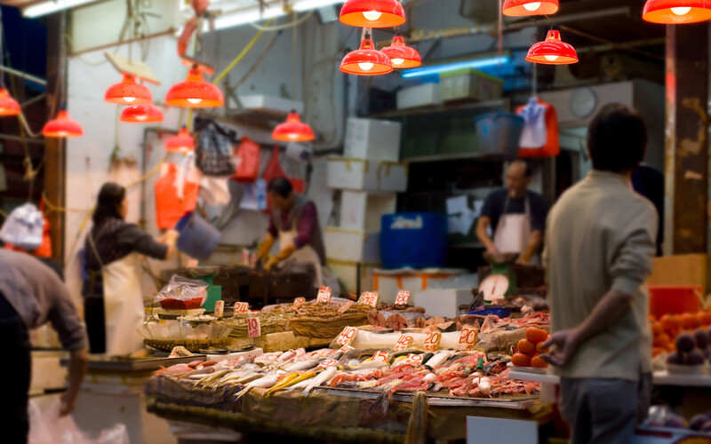 Seafood market in eastern Hong Kong