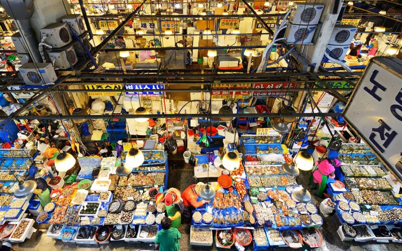 The Noryangjin Fisheries Wholesale Market in Seoul, South Korea.
