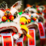 Lion masks for Chinese New Year