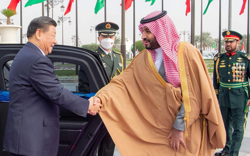 China President Xi Jinping and Saudi Arabia King Salman bin Abdulaziz meet in Riyadh, Saudi Arabia.