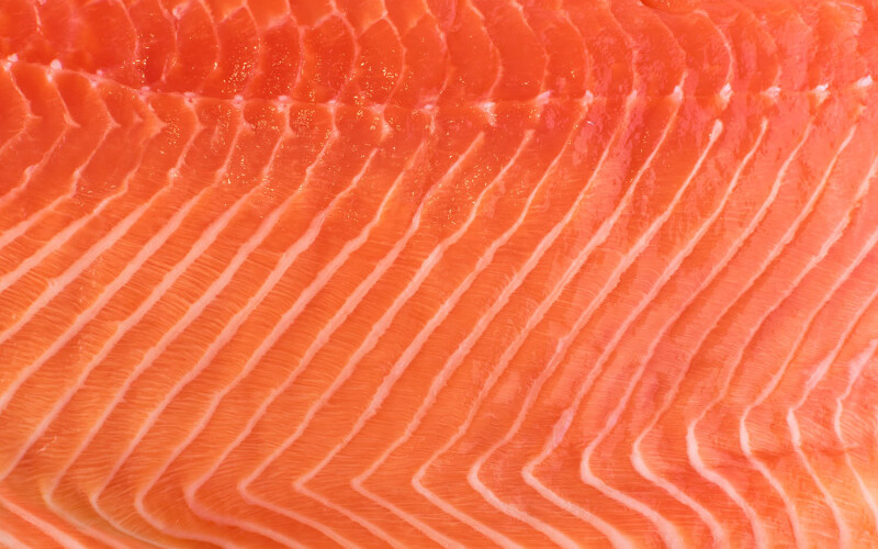 A zoomed-in picture of a Norwegian salmon fillet