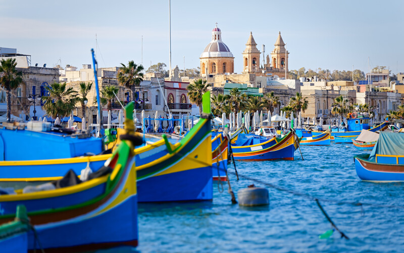 Maltese fishing boats at the port of Marsaxlokk