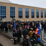 A group of snow crab harvesters at a protest in Canada