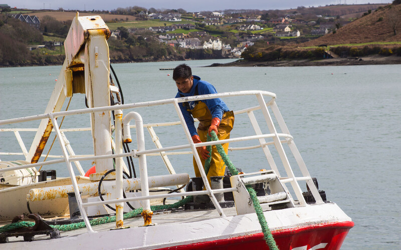 A crew member onboard a commercial fishing vessel in County Cork, Ireland