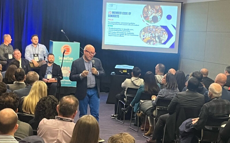 Seafood Task Force Executive Director Martin Thurley speaks at a panel on 10 March at Seafood Expo North America