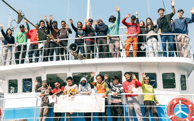 Fishermen onboard a Taiwanese distant-water vessel.