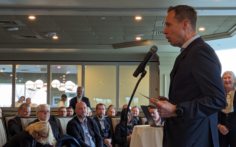 Norwegian Seafood Council CEO Christian Chramer addressing a crowd