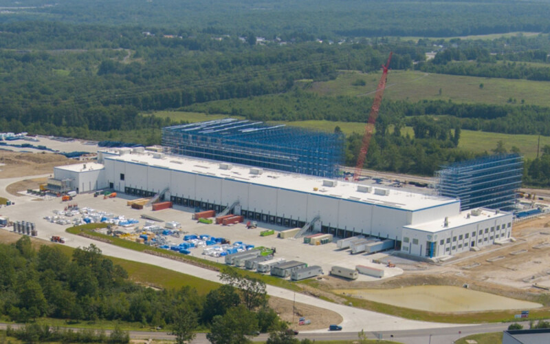 An aerial photo of Lineage Logistics' new facility under construction.