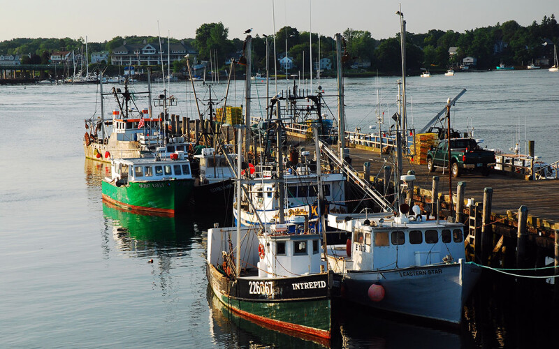 Boats at a wharf in Portsmouth, New Hampshire, U.S.A.