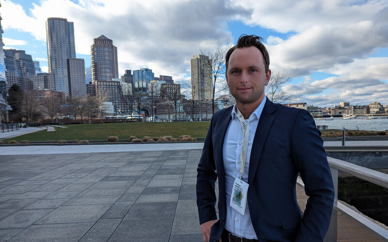 Ode Founder and CEO Ola Kvalheim standing on the Boston waterfront