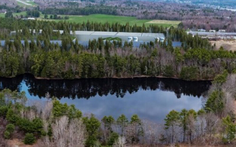 A rendering of what the Nordic Aquafarms project in Belfast, Maine would look like when complete.