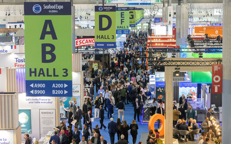 Hall 3 at the 2024 Seafood Expo Global in Barcelona, Spain