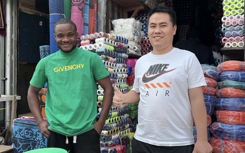 Jiang Song, the general manager of fish equipment manufacturer Wuhan JiaNuo, visiting a client in Africa