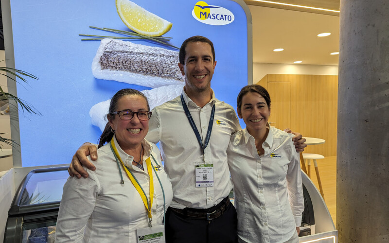 Mascato staff at the company's booth at the 2024 Seafood Expo Global