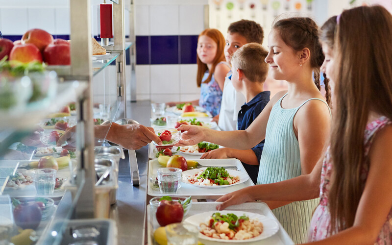Children in a U.S. school cafeteria.