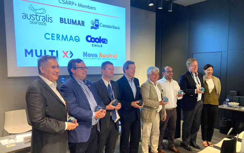 Representatives of the seven Chilean salmon firms that have joined the CSARP+ program