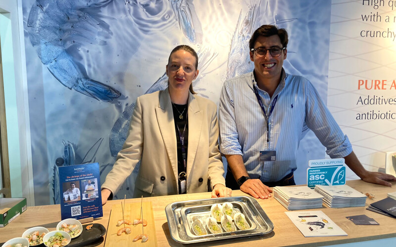 Noray Seafood Marketing and Branding Head Yolanda Patiño Iglesias and Senior Account Manager Pablo Bajo Dasca