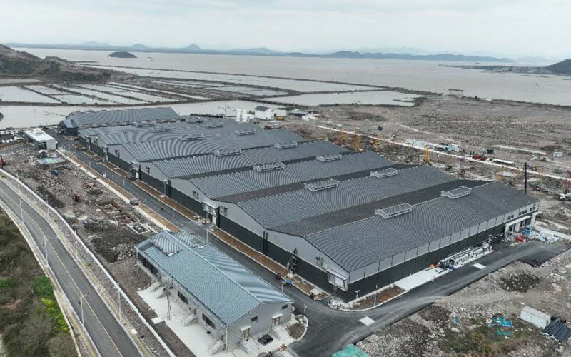 An aerial view of AKVA Group's Nordic Aqua Partners facility in China