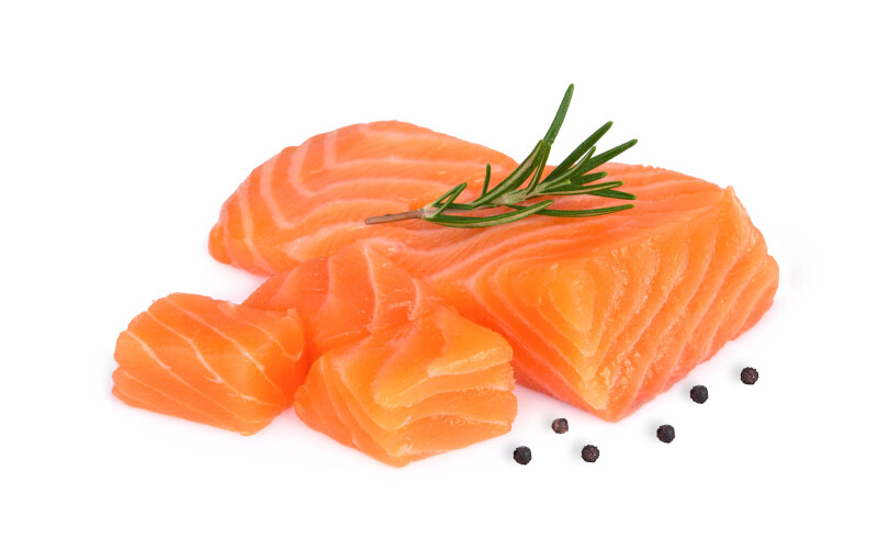 Cubes of Norwegian salmon