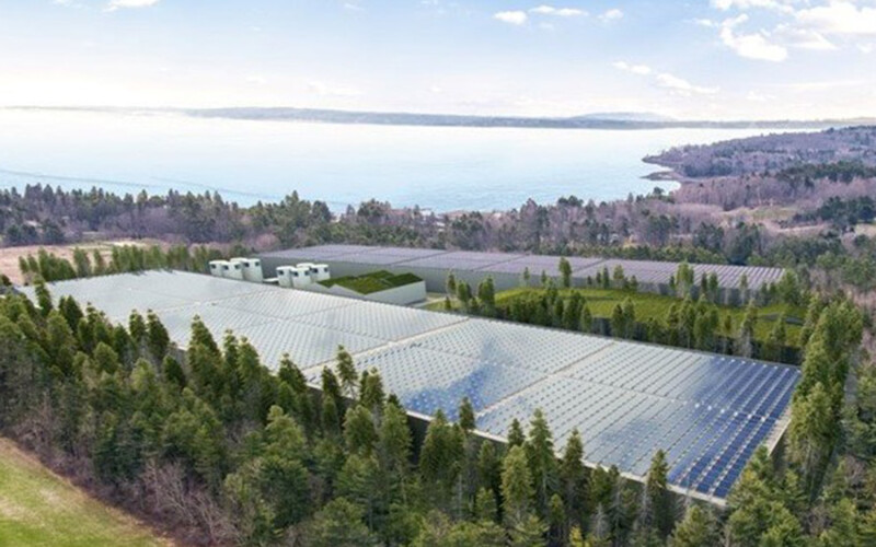 A rendering of Nordic Aquafarms' planned salmon recirculating aquaculture system in Belfast, Maine, U.S.A.