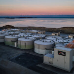 An aerial view of Salmon Evolution's facility at Indre Harøy, Norway