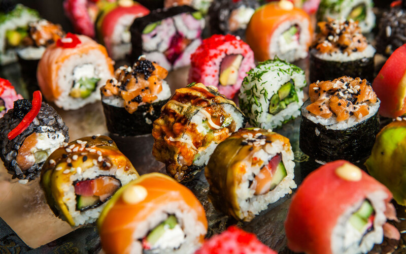 A variety of sushi