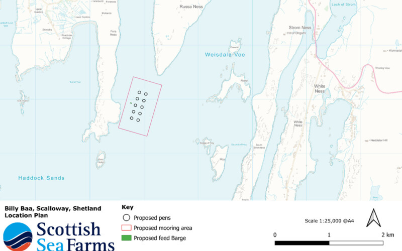 A map highlighting where Scottish Sea Farms' new Billy Baa farm will be located