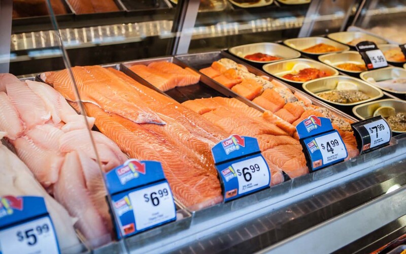 Fresh seafood section at a U.S. grocery store